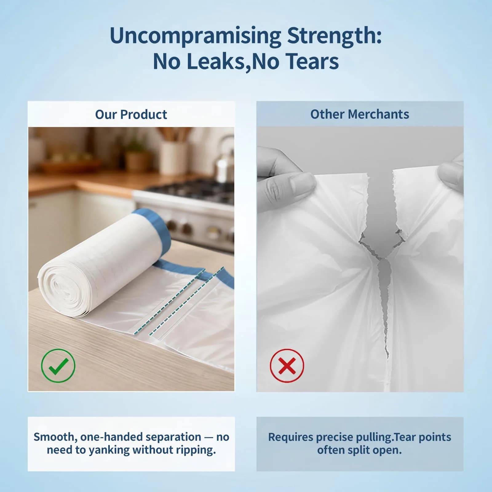 T.FORING 8 Gallon Drawstring Trash Bags, 100 Count (1.2 Mil Thick) | Unscented, Leak-Proof, USA Import - view 2