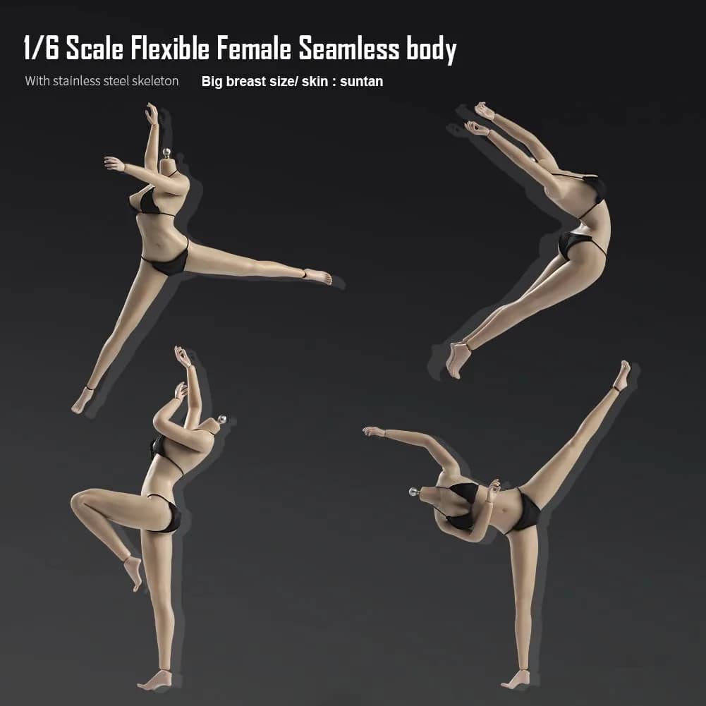 Fremego 1/6 Scale Female Body 12inch Asian Girl Type Seamless Figure Body Suntan Skin | Flexible Action Figure for Collectors - view 7