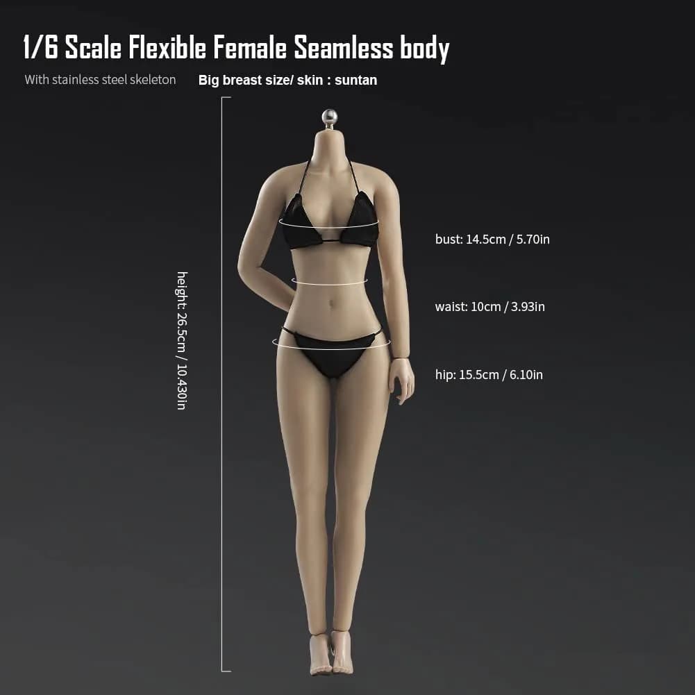 Fremego 1/6 Scale Female Body 12inch Asian Girl Type Seamless Figure Body Suntan Skin | Flexible Action Figure for Collectors - view 3