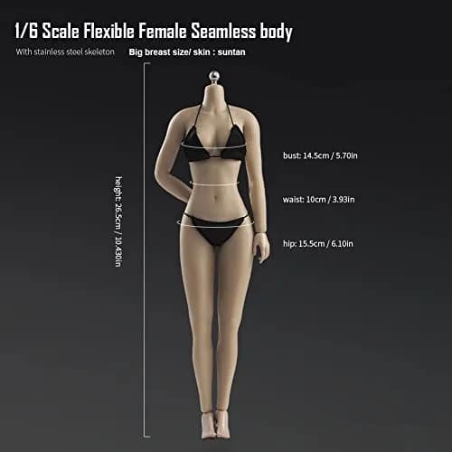 Fremego 1/6 Scale Female Body 12inch Asian Girl Type Seamless Figure Body Suntan Skin | Flexible Action Figure for Collectors thumbnail 3