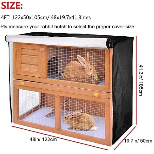 Skyour 4ft Rabbit Hutch Cover 122x50x105 cm | Waterproof 420D Oxford Heavy Duty Outdoor Bunny Hutch Cover thumbnail 4