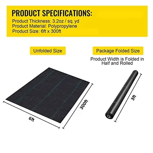 Groweco Heavy Duty Weed Barrier Landscape Fabric 6FT x 300FT (183cm x 9144cm) | Woven Geotextile Ground Cover for Driveways & Gardens thumbnail 2
