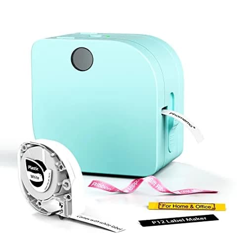 Phomemo P12 Bluetooth Label Maker Machine with Tape, 203dpi Resolution, Portable, Green | Label Manufacturer for Home, Office, School thumbnail 1