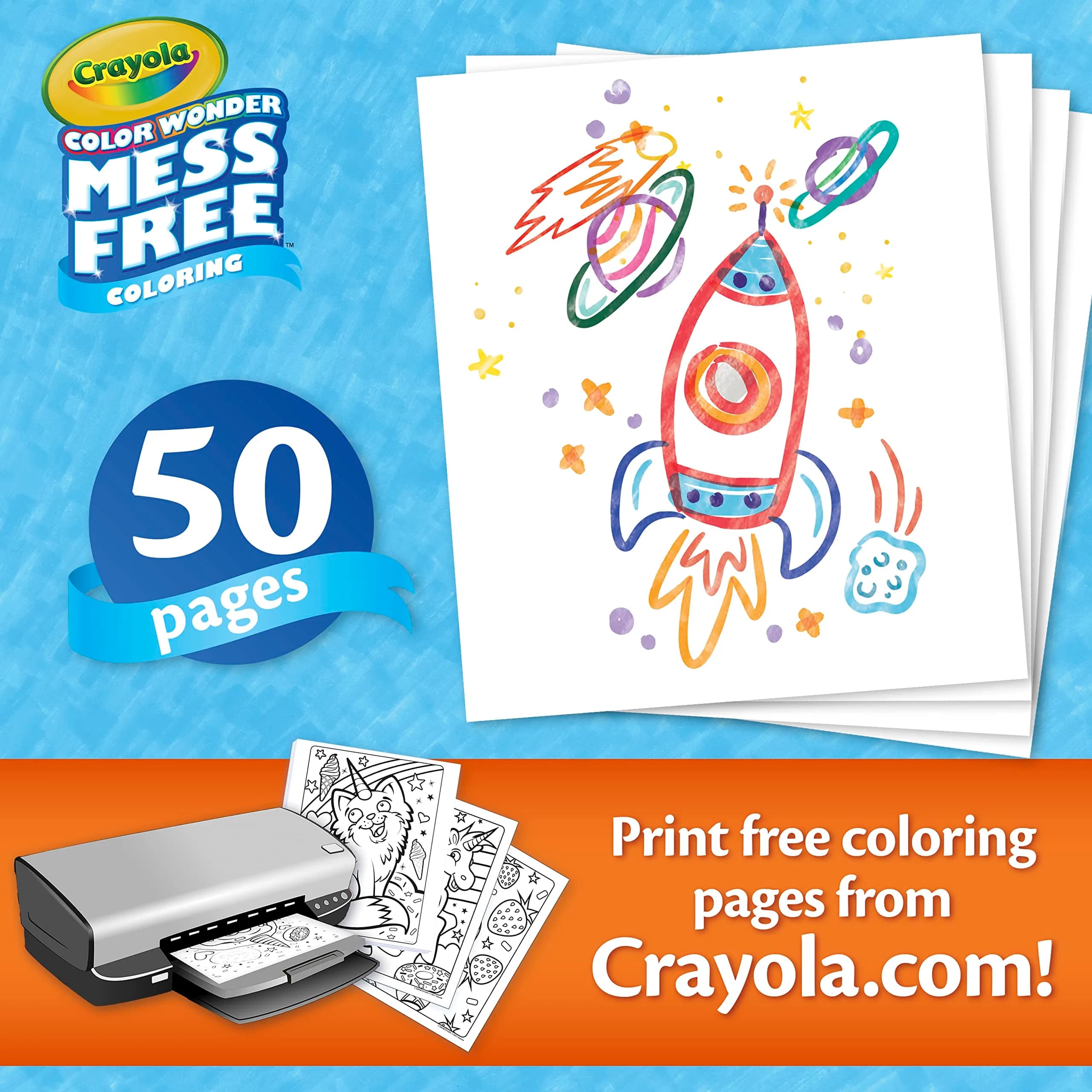 Crayola Color Wonder Blank Coloring Pages (50ct) | Mess Free Printable Art Paper for Toddlers - view 2