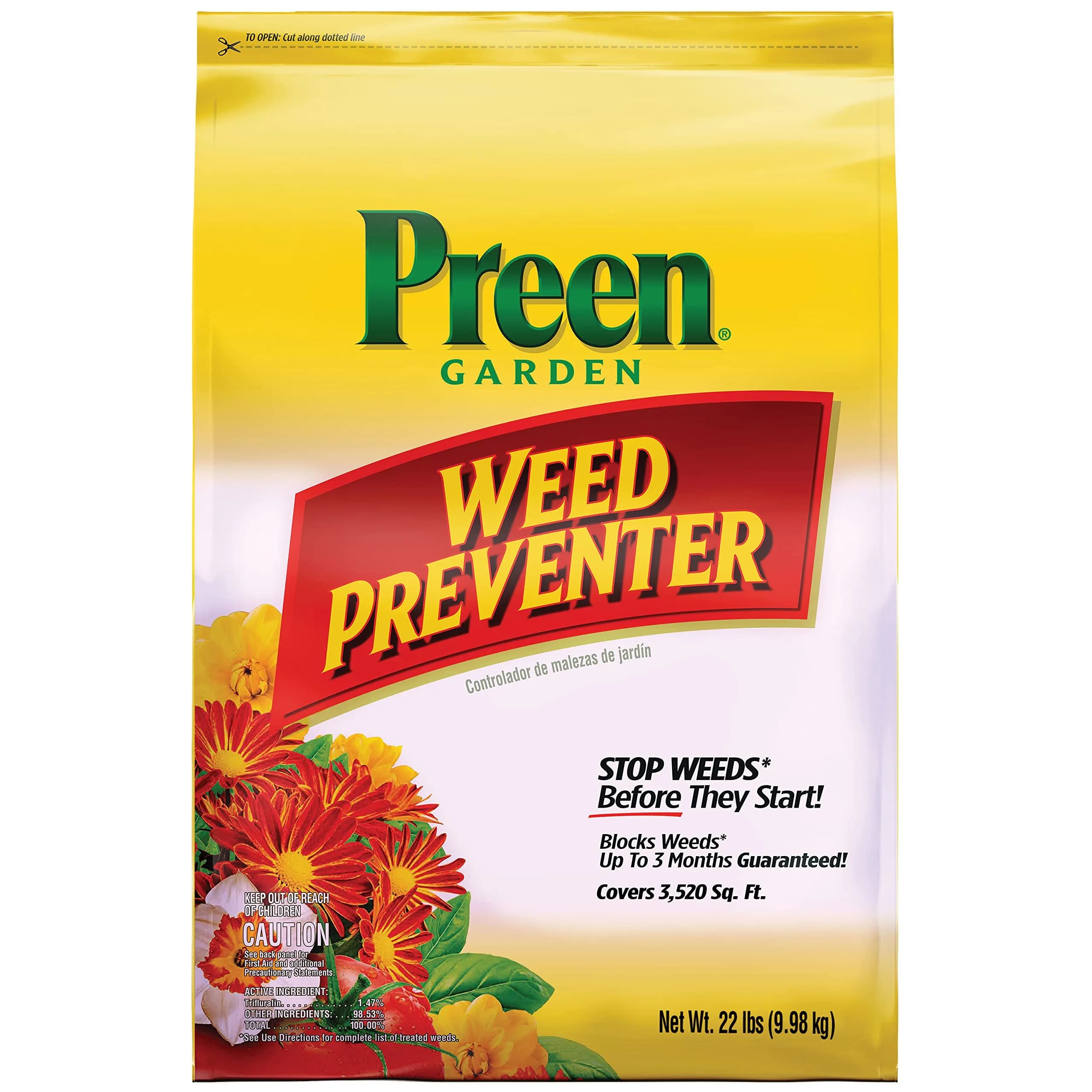 Preen Garden Weed Preventer 16 lb | Up to 3 Months Weed Control, Safe for 200+ Plants — 22 lb