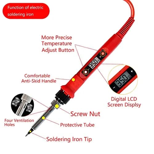 KYZHXVO 80W LCD Digital Soldering Iron Kit with Adjustable Temperature and Magnifying Glass | 200-450°C (392-842°F) thumbnail 3