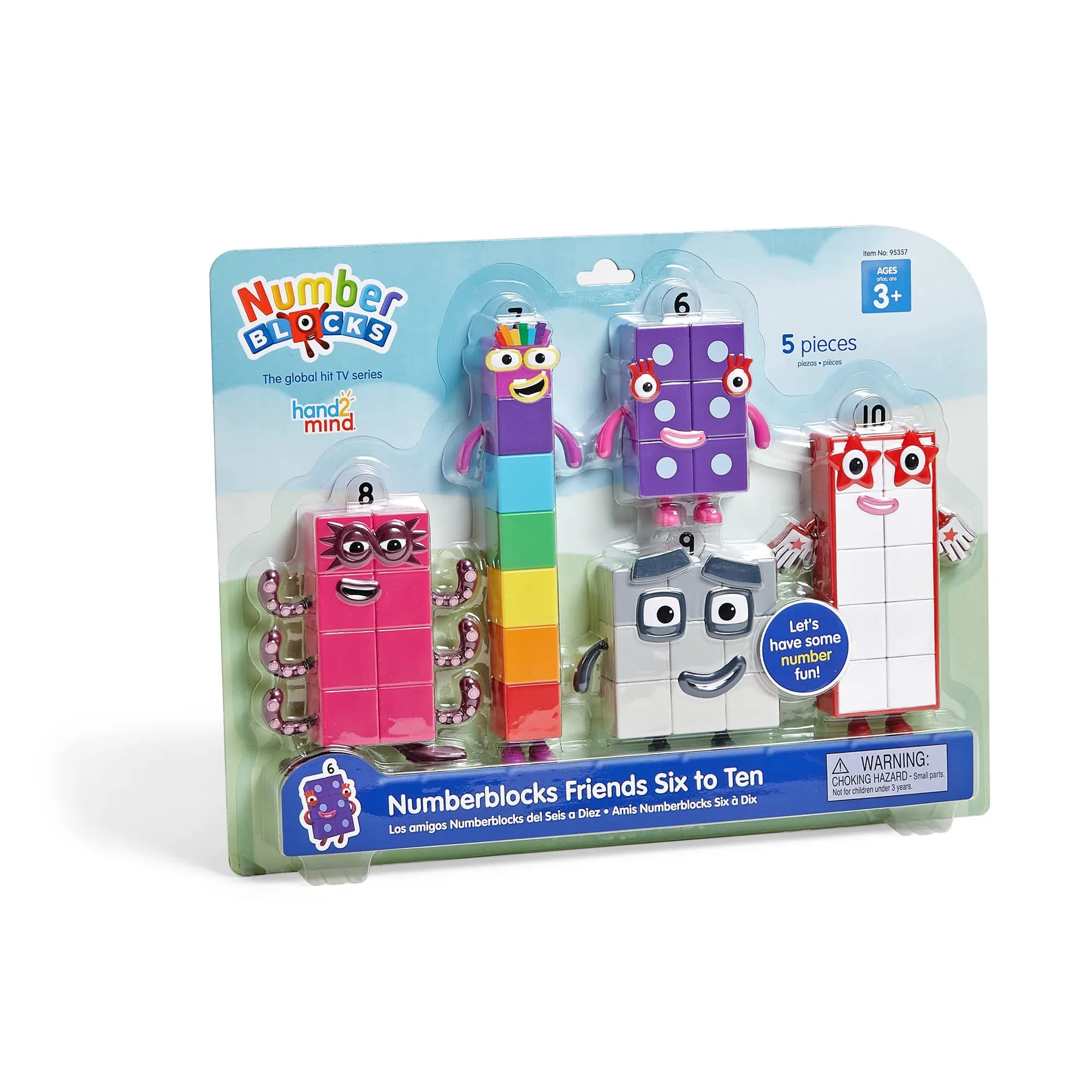 hand2mind Numberblocks Friends Six to Ten Figures – Official Licensed Character Action Set, Educational Toy, 6 Pieces, Plastic, 11.5 x 15 x 1.6 inches — Multicolor