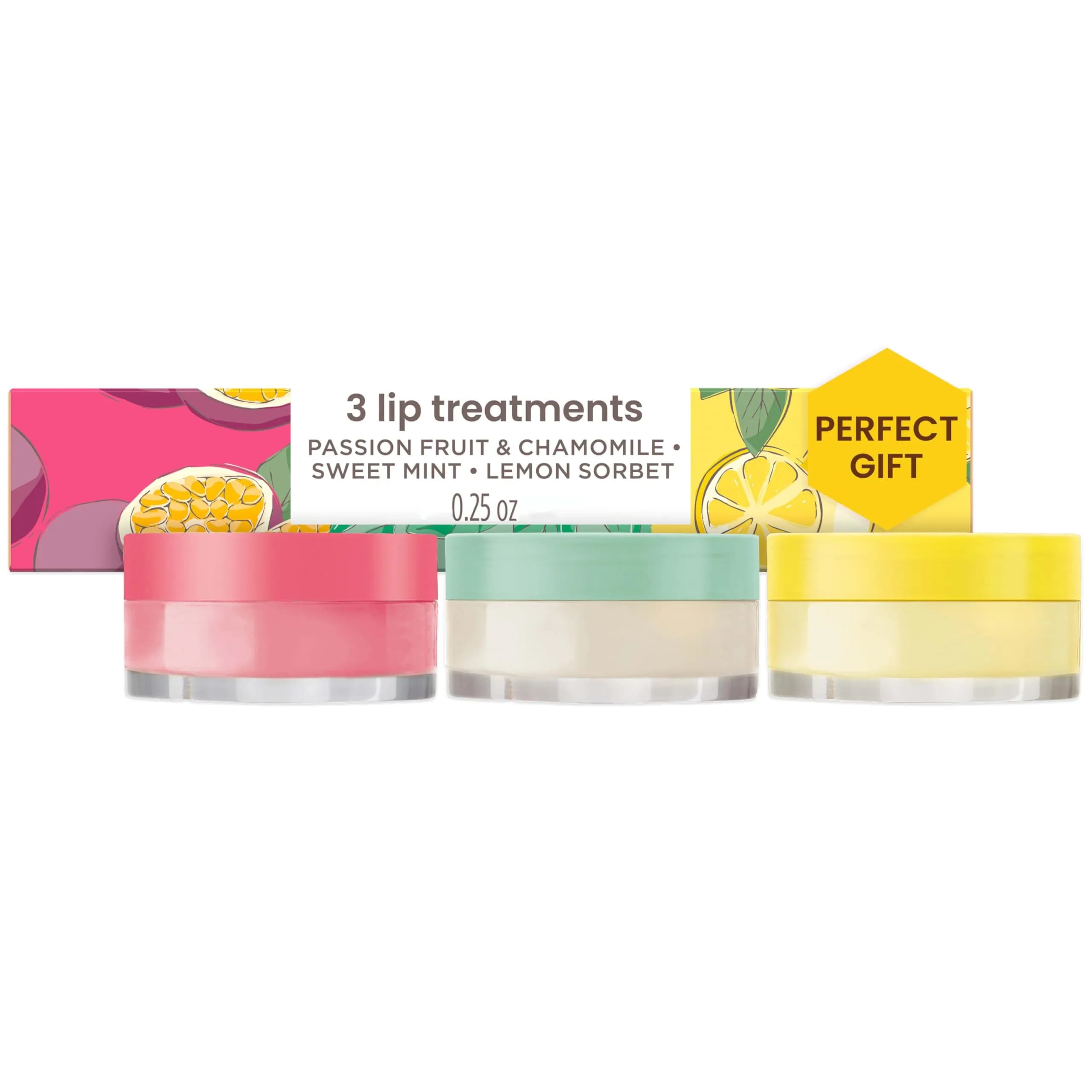 Burt's Bees Passionfruit Lemon Mint Bundle Lip Mask 3 Pack | 0.25 Oz Each | Natural Hydration - main product image