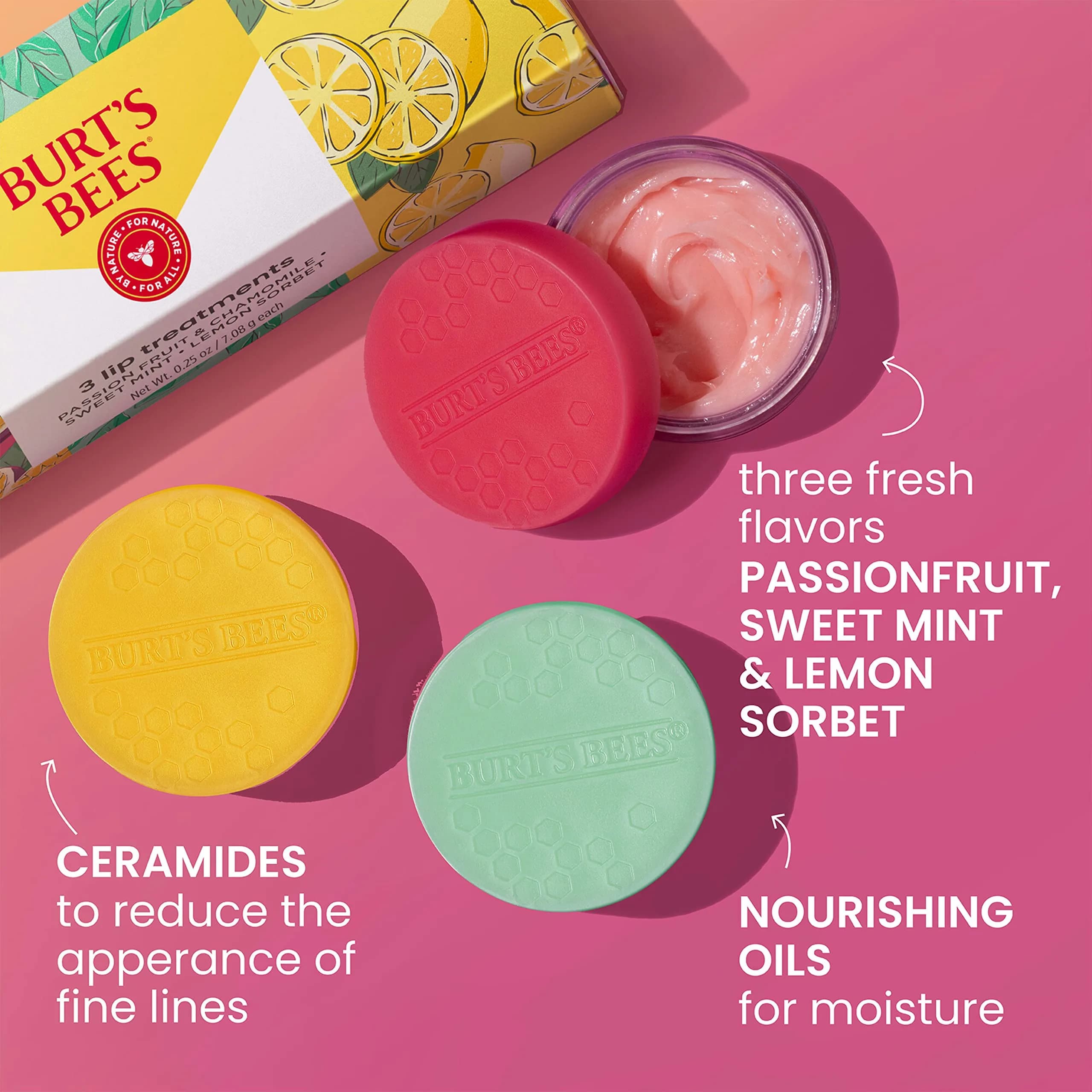 Burt's Bees Passionfruit Lemon Mint Bundle Lip Mask 3 Pack | 0.25 Oz Each | Natural Hydration - view 2