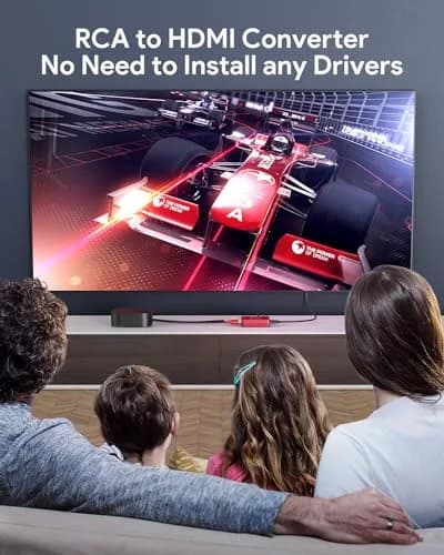ABLEWE RCA to HDMI Converter 1080P | Plug & Play AV to HDMI Adapter for TV/PC/PS3/Xbox, Red thumbnail 4