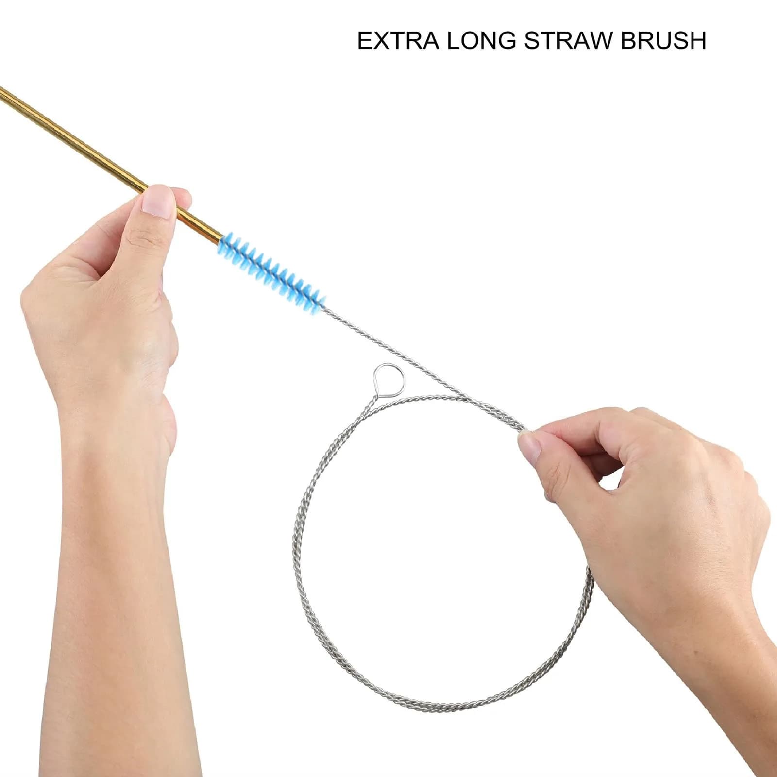 FOLUNUE 40-Inch Cleaning Brush Set (4 PCS, Blue) | Flexible Stainless Steel Handle for Drains & Tubes - view 2