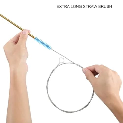 FOLUNUE 40-Inch Cleaning Brush Set (4 PCS, Blue) | Flexible Stainless Steel Handle for Drains & Tubes thumbnail 2