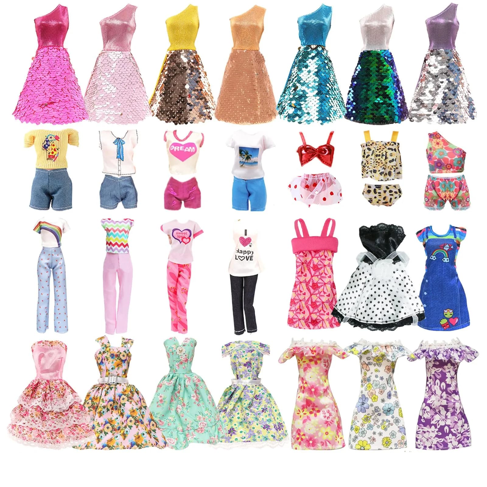 Carreuty 25-Piece Doll Clothes & Accessories Set for 11.5-inch Dolls | Hand-Woven Cotton Outfits & Plastic Accessories