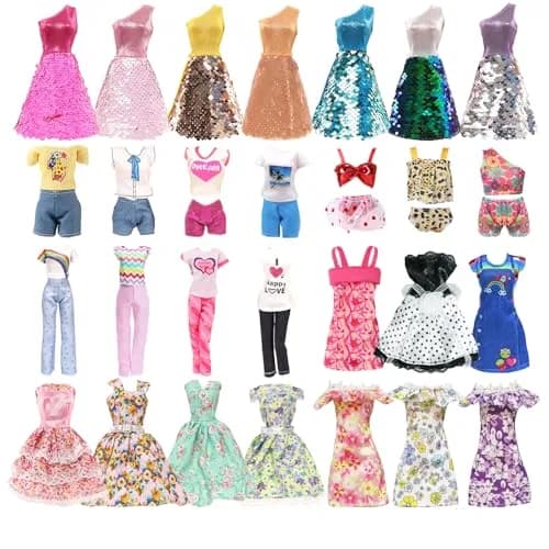 Carreuty 25-Piece Doll Clothes & Accessories Set for 11.5-inch Dolls | Hand-Woven Cotton Outfits & Plastic Accessories thumbnail 1