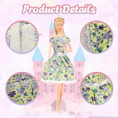 Carreuty 25-Piece Doll Clothes & Accessories Set for 11.5-inch Dolls | Hand-Woven Cotton Outfits & Plastic Accessories thumbnail 2