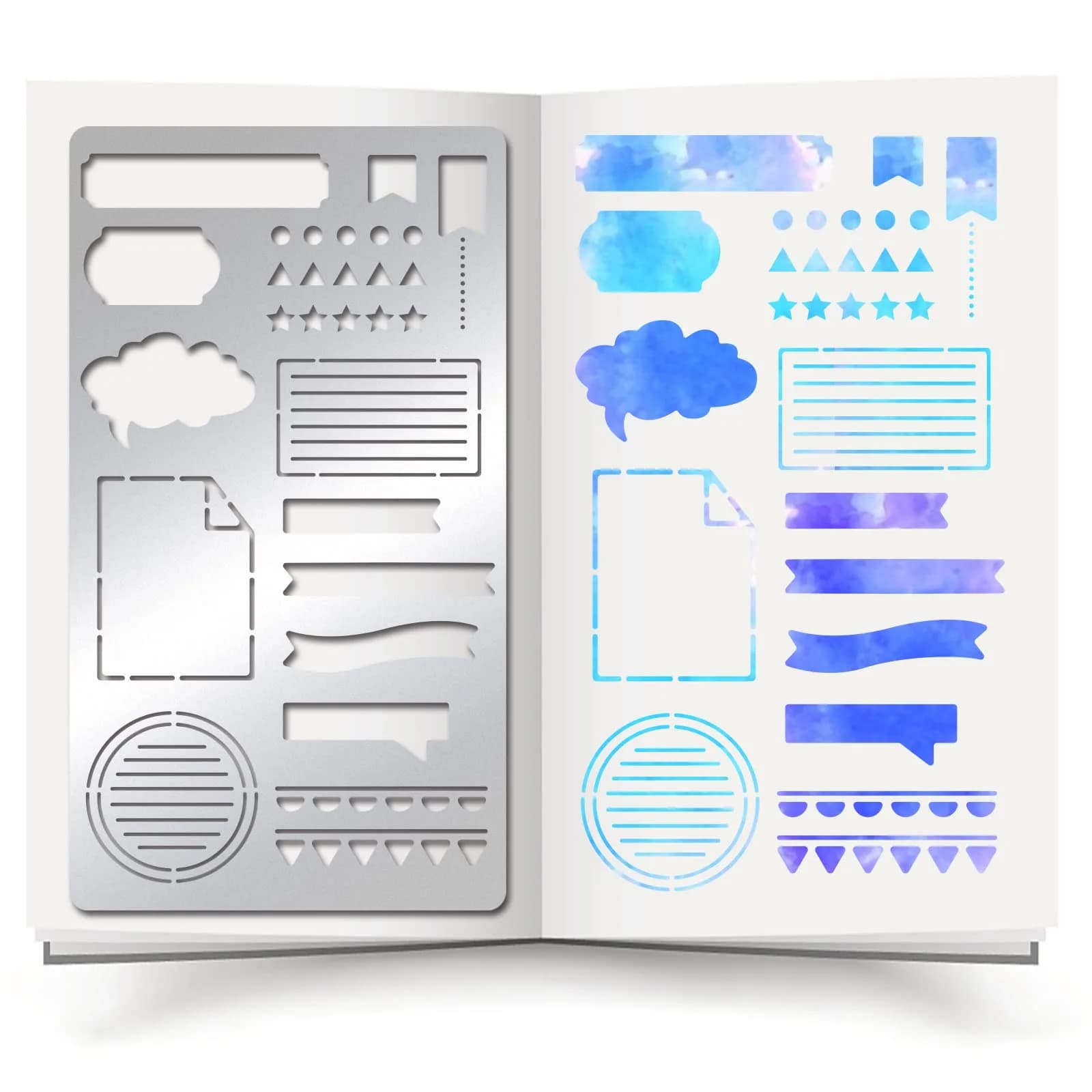 INFUNLY Metal Journal Stencils Bookmark Metal Templates Planner Stencils 10.1x17.7cm (4x7 inches) | Reusable for Journaling, Wood Carving, Drawings, Scrapbooking — Journal Theme Metal Stencil