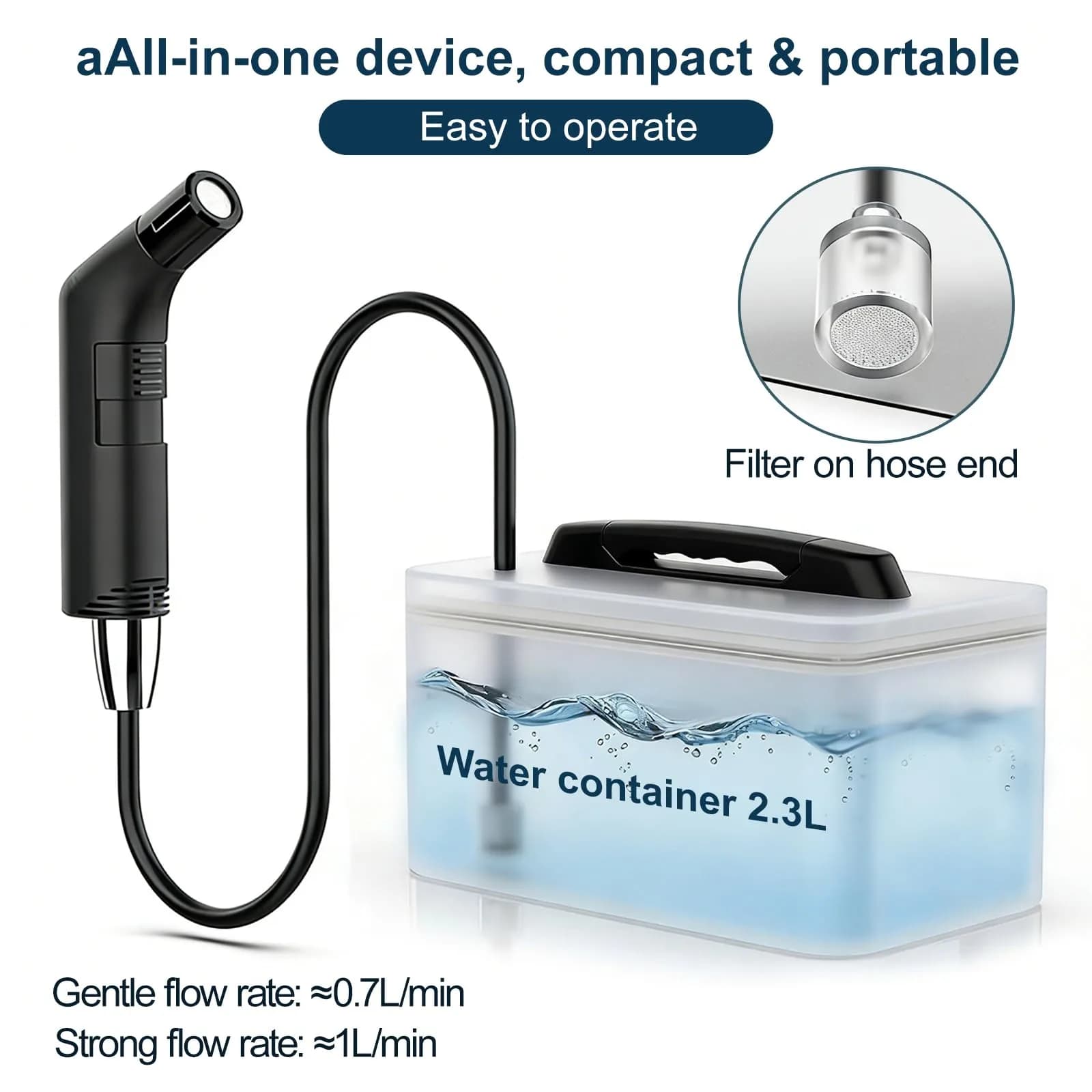 COSWE Electric Portable Bidet Sprayer Black 5000mAh | Travel-Friendly Hygiene Solution - view 6