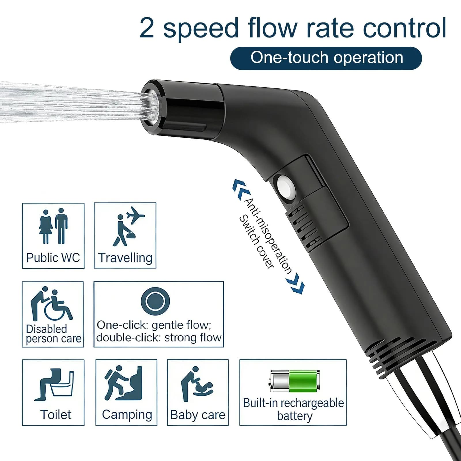 COSWE Electric Portable Bidet Sprayer Black 5000mAh | Travel-Friendly Hygiene Solution - view 7