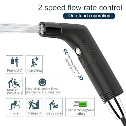 COSWE Electric Portable Bidet Sprayer Black 5000mAh | Travel-Friendly Hygiene Solution thumbnail 7
