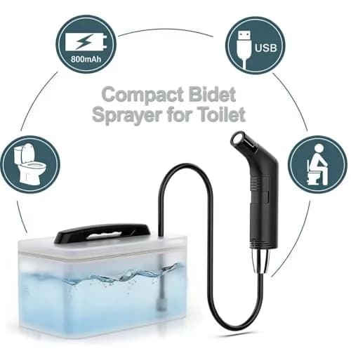 COSWE Electric Portable Bidet Sprayer Black 5000mAh | Travel-Friendly Hygiene Solution thumbnail 2