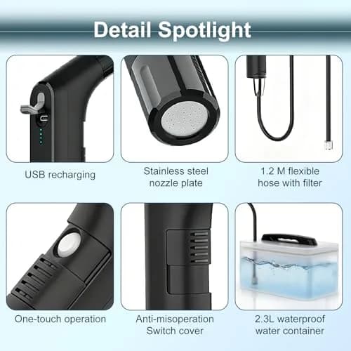 COSWE Electric Portable Bidet Sprayer Black 5000mAh | Travel-Friendly Hygiene Solution thumbnail 3