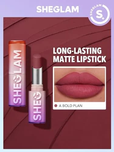SHEGLAM Dynamatte Boom Waterproof Matte Lipstick Long Lasting Transfer Proof Lip Stick - A Bold Plan thumbnail 2