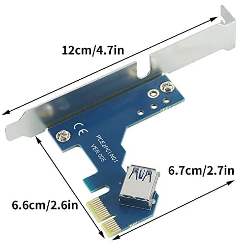 Trotwei Blue PCIe to PCI Adapter Card with USB 3.0 Cable | 3.2 oz (90.7 g) thumbnail 4