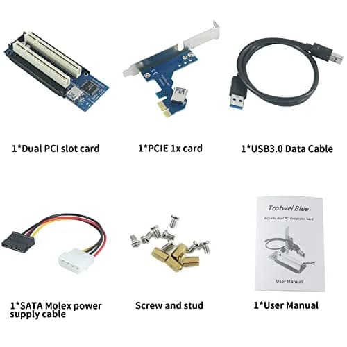 Trotwei Blue PCIe to PCI Adapter Card with USB 3.0 Cable | 3.2 oz (90.7 g) thumbnail 7