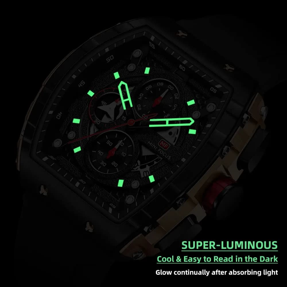 MF MINI FOCUS Men's Black_Golden Chronograph Watch 42mm | Luminous Quartz Wristwatch - view 4