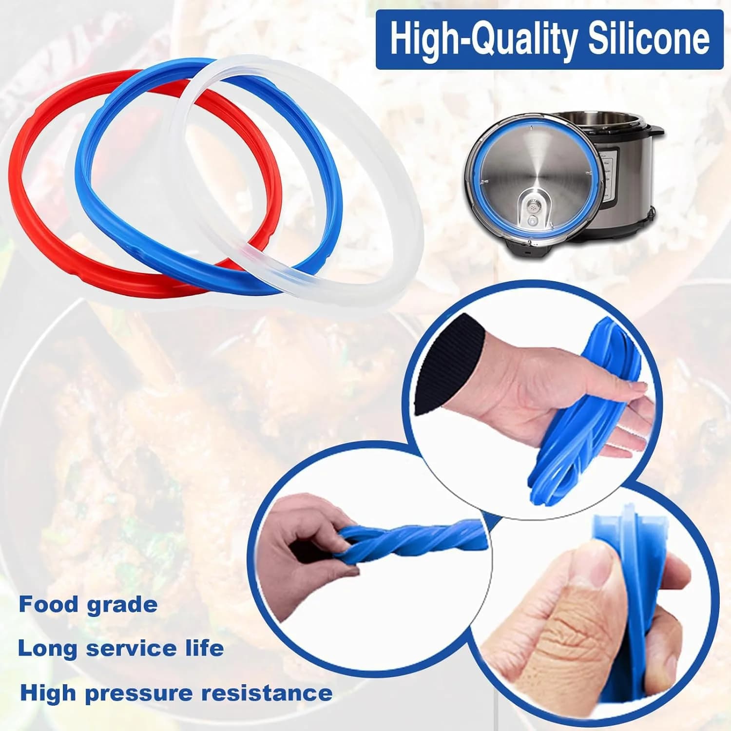 Fuator 8Qt Instant Pot Sealing Ring 3-Pack | Food-Grade Silicone Gasket for Instant Pot Duo, Lux, Ultra, Max, Nova, Smart Models - view 9