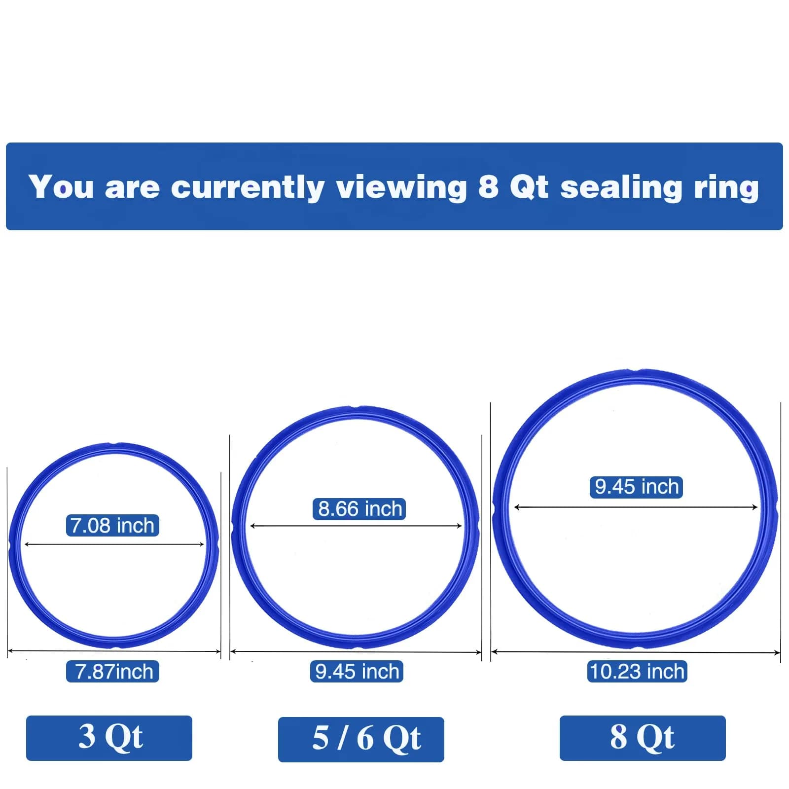 Fuator 8Qt Instant Pot Sealing Ring & Float Valve Caps | 3 Pack Clear, Red, Blue - view 2