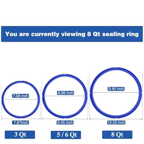 Fuator 8Qt Instant Pot Sealing Ring 3-Pack | Food-Grade Silicone Gasket for Instant Pot Duo, Lux, Ultra, Max, Nova, Smart Models thumbnail 2