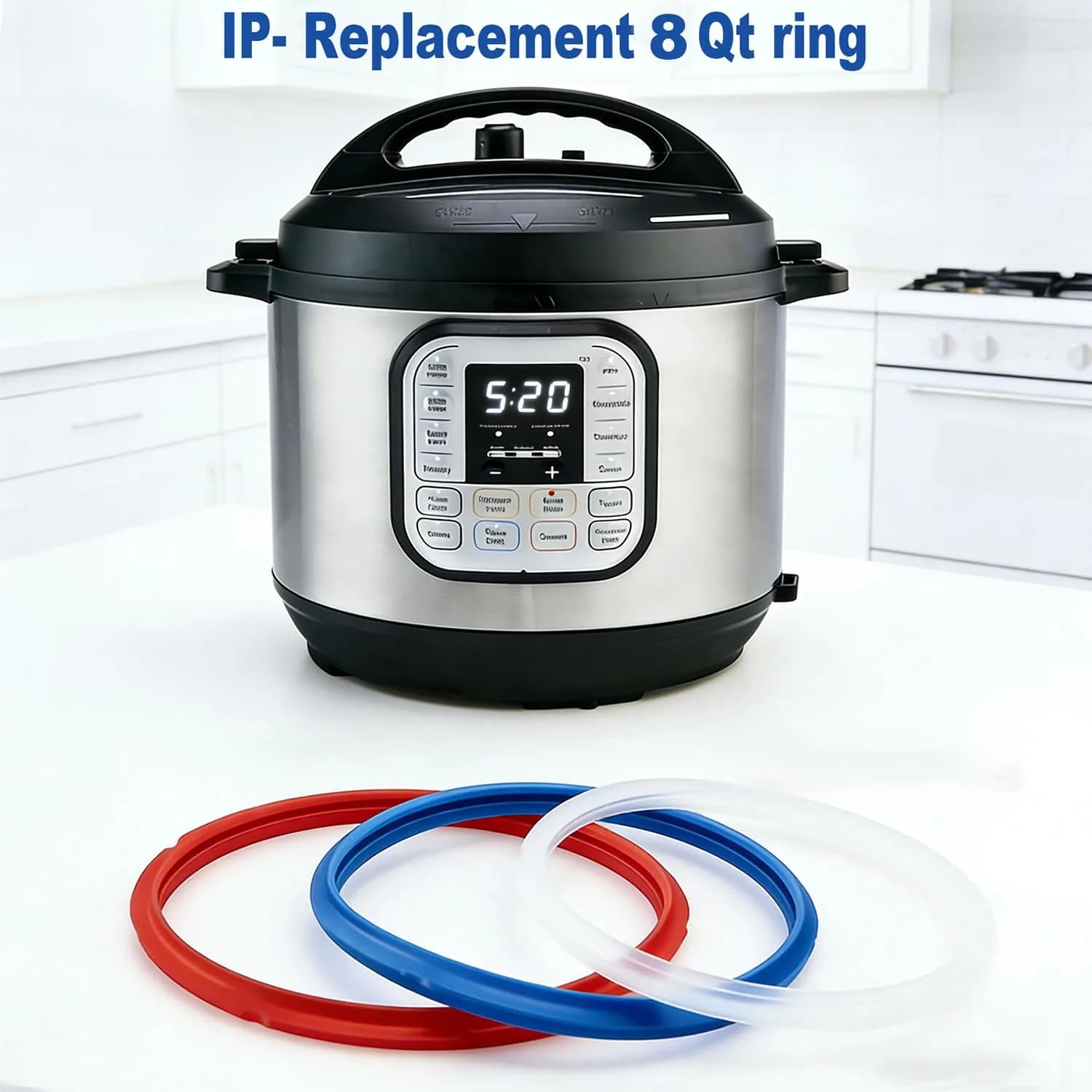 Fuator 8Qt Instant Pot Sealing Ring & Float Valve Caps | 3 Pack Clear, Red, Blue - view 4