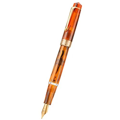 Asvine P20 Piston Fountain Pen Amber Resin, Extra Fine Nib Gold Trim | Smooth Writer Collection with Case Set thumbnail 2