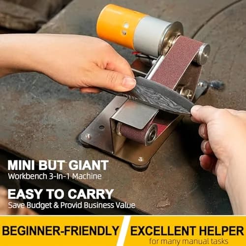 NuoDunco 3-in-1 Mini Belt Sander 7-Speed Knife Sharpener Bench Grinder | 110-220V, 7-Speed, Stainless Steel, 1.3kg thumbnail 6
