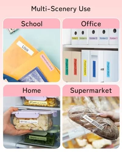 Phomemo P12 Bluetooth Label Maker Machine with Tape, Portable Mini Thermal Transfer Printer for Organizing, Pink (180g, 4.09" L x 3.52" W x 2.7" H) thumbnail 7