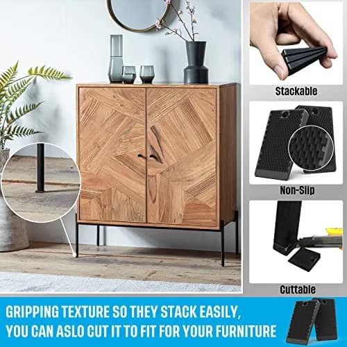 YARKOR Black & Clear Furniture Levelers 32-Piece Jar (2" Wedge Shims) | Non-Slip Rubber for Tables, Toilets, Beds & Couches thumbnail 6