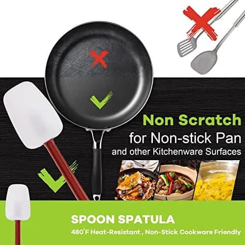heffiso Silicone Rubber Spatula Set of 3, High Heat Set, Commercial Rubber Spatula Spoonula & Scrapers (9.5 Inches) thumbnail 3