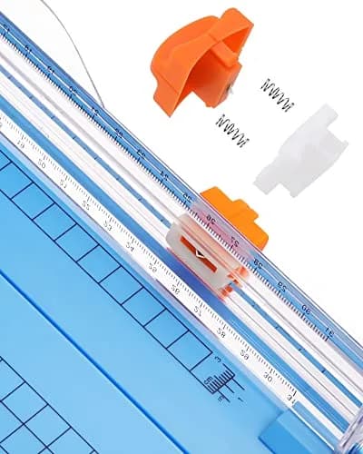 Firbon A4 Paper Cutter, 12 Inch Paper Trimmer with Extended Ruler, Blue | 12 Sheets Capacity | CM & Inch Scale | Spring-Loaded Safe Blade thumbnail 4