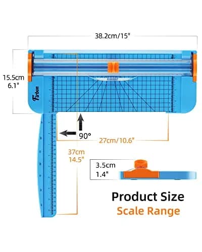 Firbon A4 Paper Cutter, 12 Inch Paper Trimmer with Extended Ruler, Blue | 12 Sheets Capacity | CM & Inch Scale | Spring-Loaded Safe Blade thumbnail 2