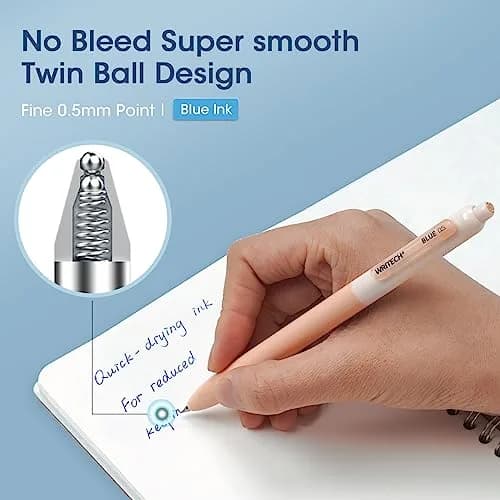 WRITECH Gel Pens Fine Point 0.5mm Blue Ink 8 Count | Smooth Ink Flow Writing Instrument thumbnail 2