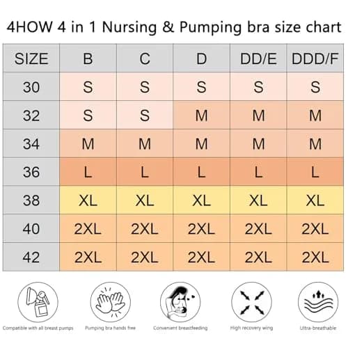 4HOW Hands-Free Pumping & Nursing Bra XX-Large Black+beige | Versatile 4-in-1 Design for Breastfeeding Mothers thumbnail 7