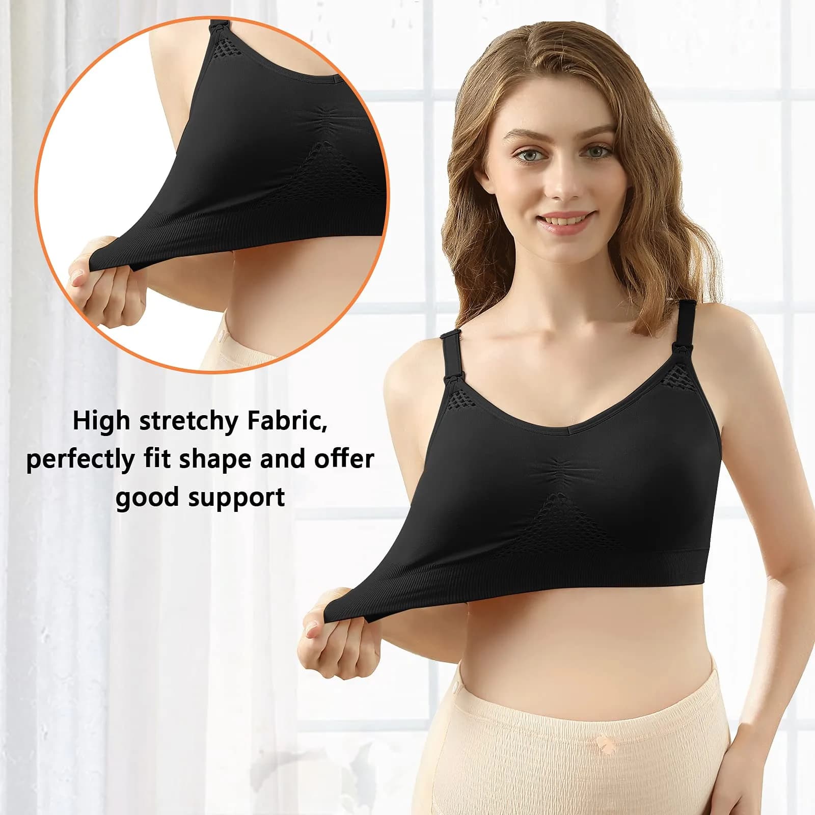 4HOW Hands-Free Pumping & Nursing Bra for Breastfeeding Moms - XX-Large, Black (2-Piece Set) - view 5