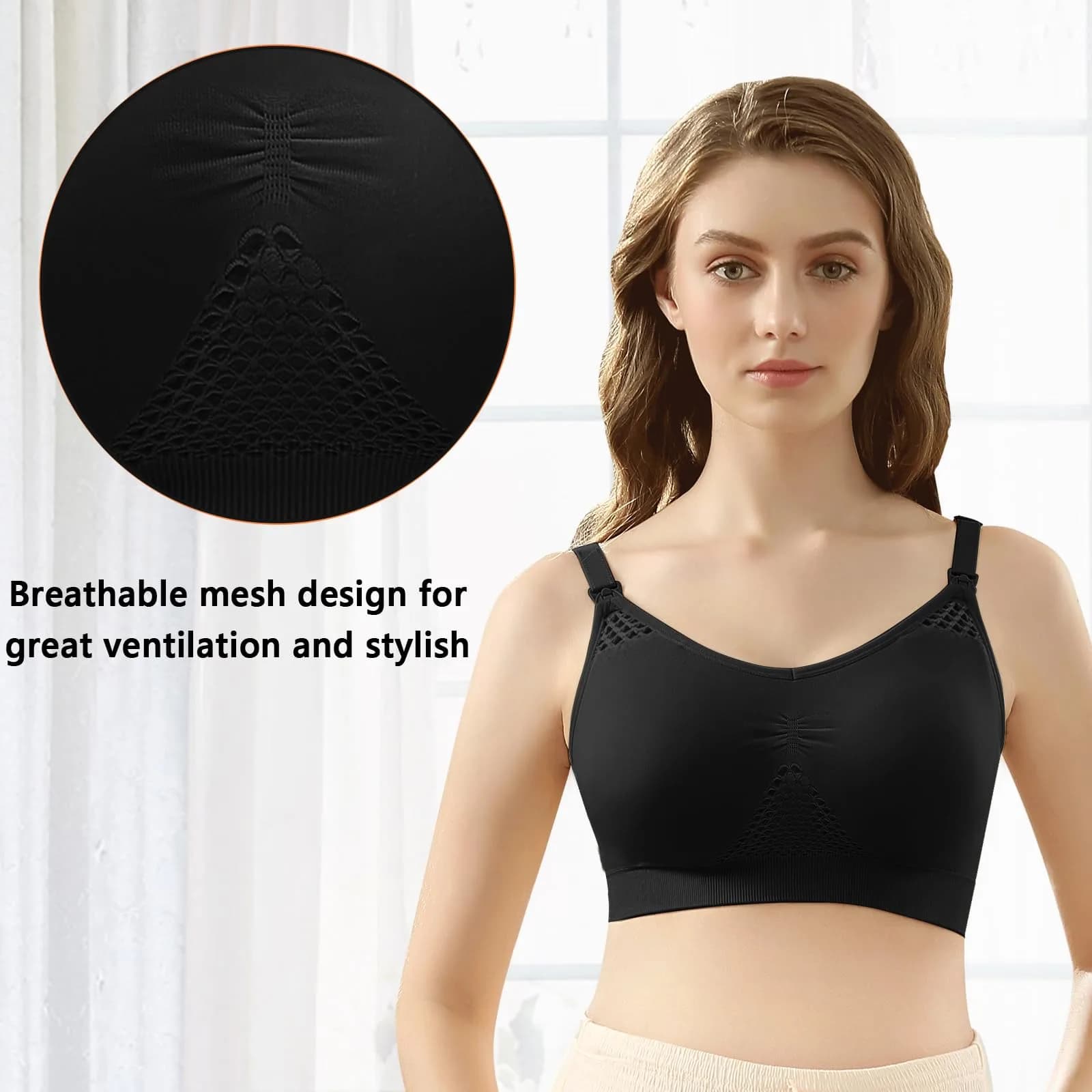 4HOW Hands-Free Pumping & Nursing Bra for Breastfeeding Moms - XX-Large, Black (2-Piece Set) - view 6