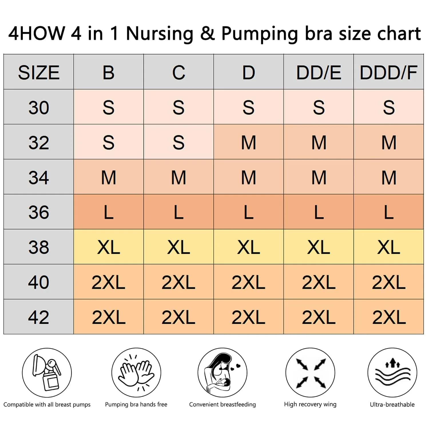 4HOW Hands-Free Pumping & Nursing Bra for Breastfeeding Moms - XX-Large, Black (2-Piece Set) - view 7