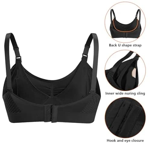 4HOW Hands-Free Pumping & Nursing Bra XX-Large | Adjustable Crossover Support for Breastfeeding Mothers thumbnail 3