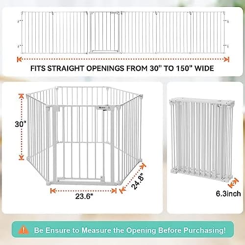 COMOMY Baby Gate Extra Wide 150" | Versatile Indoor & Outdoor Barrier (30" Tall, White) thumbnail 5