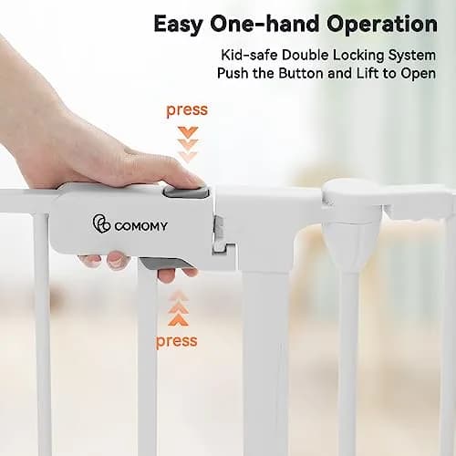 COMOMY Baby Gate Extra Wide 150" | Versatile Indoor & Outdoor Barrier (30" Tall, White) thumbnail 3