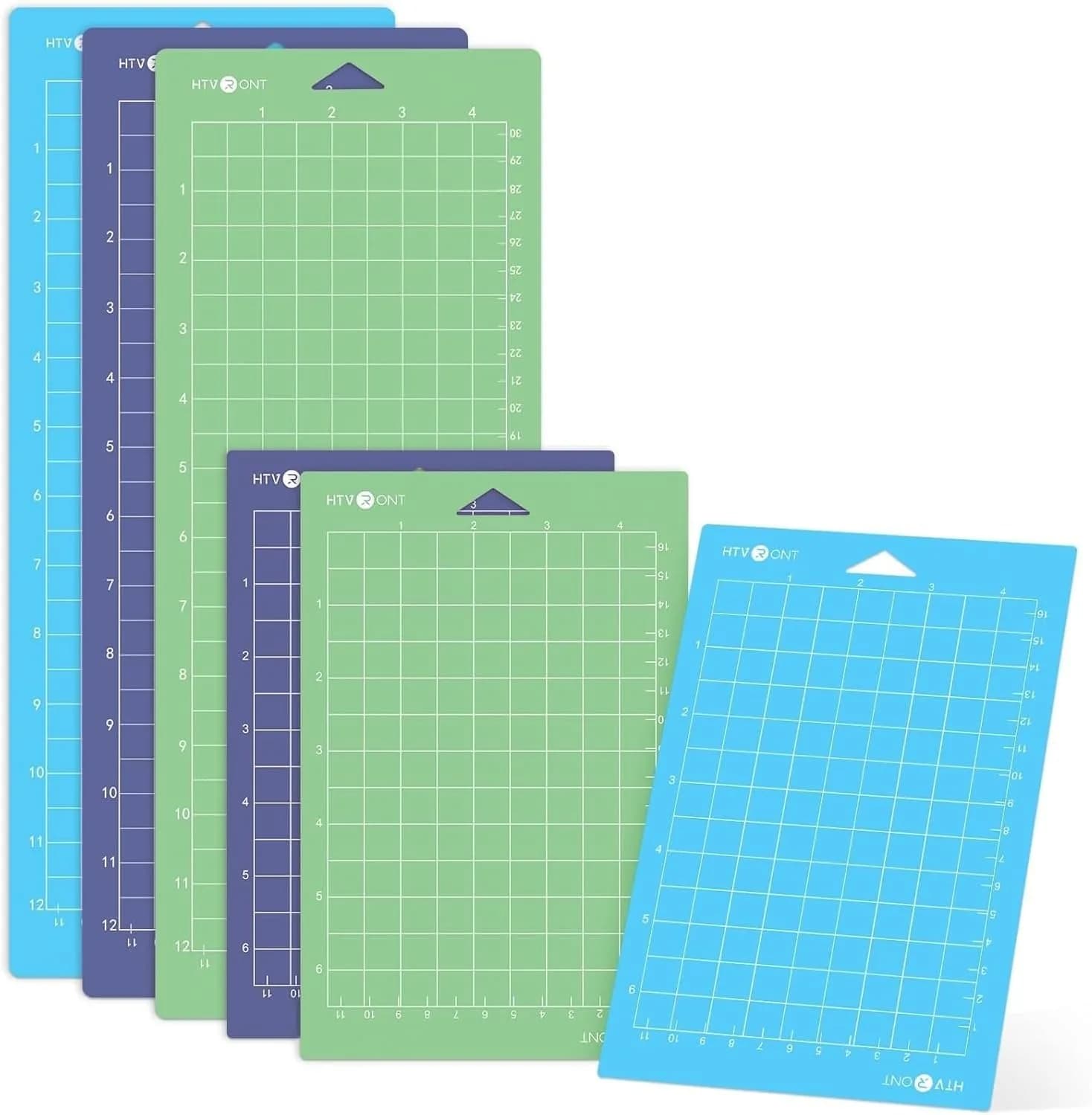 HTVRONT Cutting Mats for Cricut Joy/Joy 2, 6 Pack (3x 4.5x12in & 3x 4.5x6.5in) | Strong Stickiness & Durable — Green, Purple, Blue