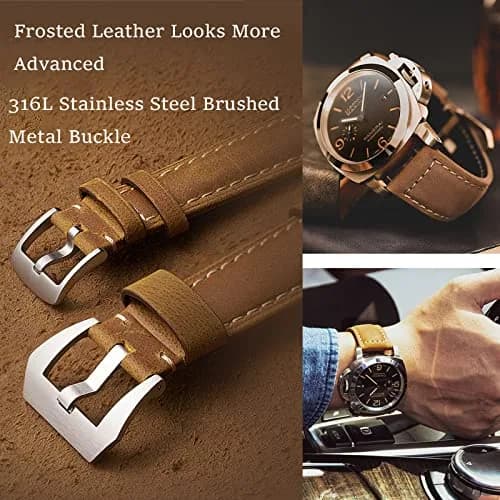 Niziruoup 24mm Leather Watch Band Vintage Genuine Leather Compatible with Panerai Men thumbnail 3